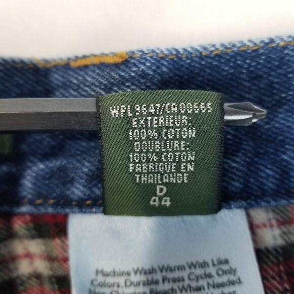 Eddie Bauer Jeans Womens 14 Blue Flannel Lined High Rise Relaxed Fit Denim - Picture 5 of 12